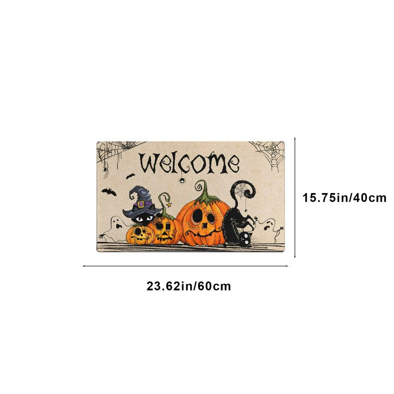 Halloween Ghost Door Mat Multicolor - Non Slip Welcome Skull & Spirit Front Porch Rug