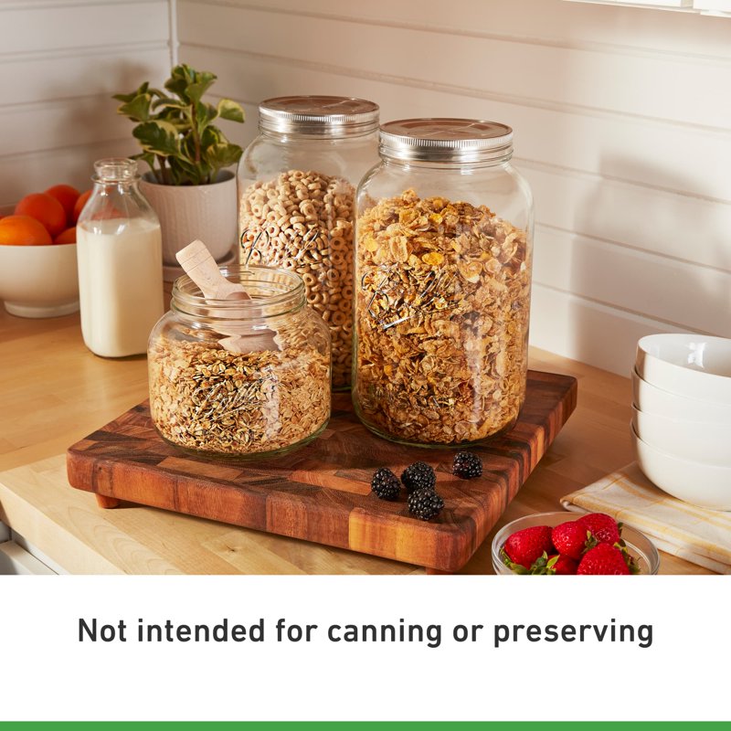 Decorative Mason Jar with Stainless Steel Lid - 2 Pack, 128oz