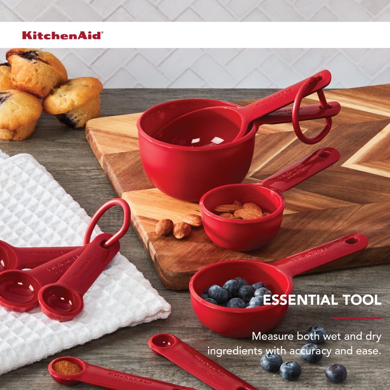 9-Piece Plastic Measuring Cups and Spoons Set - Red