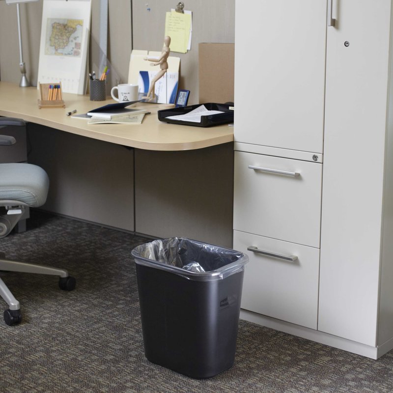28 Quart Black Wastebasket - Durable Plastic, 7 Gallon