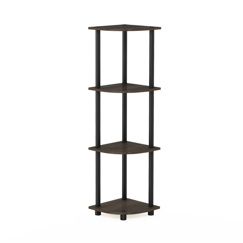 Furinno Turn-N-Tube 4-Tier Corner Display Rack Dark Brown & Black