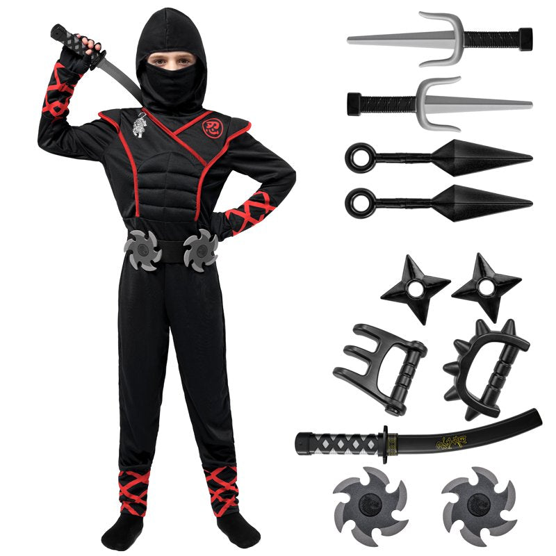 Kids Ninja Costume for Boys & Girls M (8-10 Years) Halloween Fancy Dress