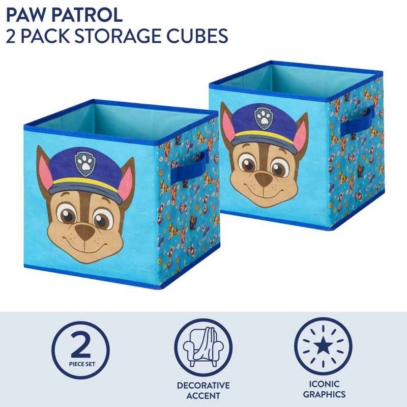 Paw Patrol Kids 2-Pack Printed Toy Storage Cubes - 10 x 10 Inches - Variation of PawPatrol 2
