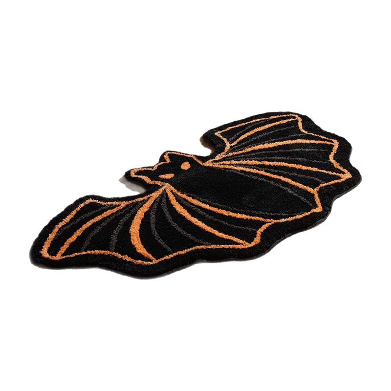 Halloween Bat Bath Mat Non-Slip Faux Fur Floor Rug for Bathroom & Bedroom