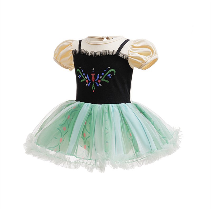 Baby Girl Princess Dress with Headband Set - Black Beige Stitching 12-18 Months