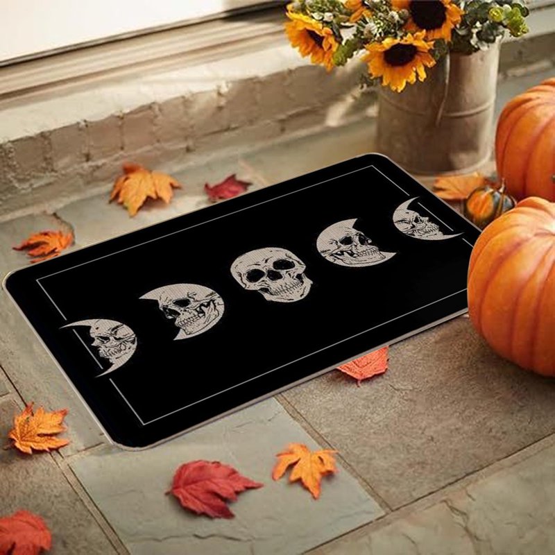 Halloween Door Mat - Spider Web Bones Welcome Doormat, Outdoor Non-Slip Rug - Variation D