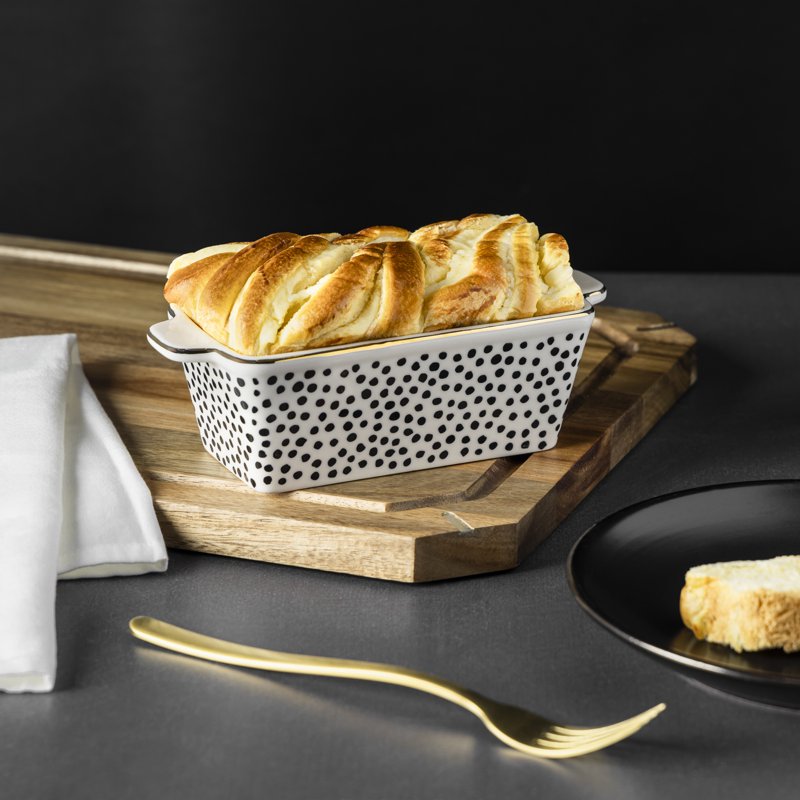 Ceramic Mini Loaf Pan - 3.5 Inch Dot Design - 2 Pack
