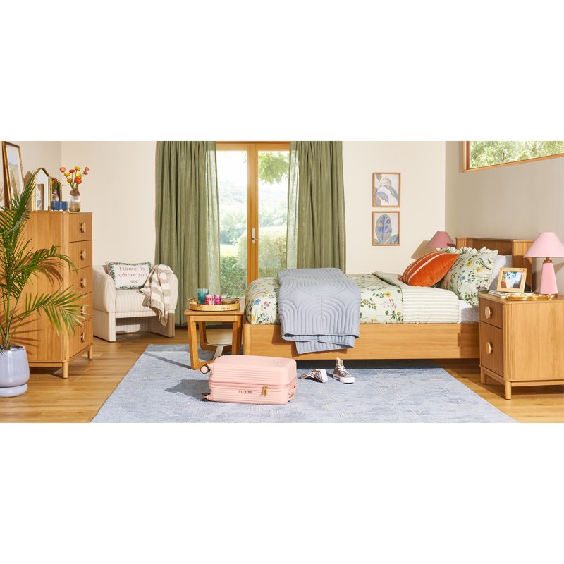 Geometric King Sheet Set - Cornflower Blue 4-Piece Cotton Percale Bedding
