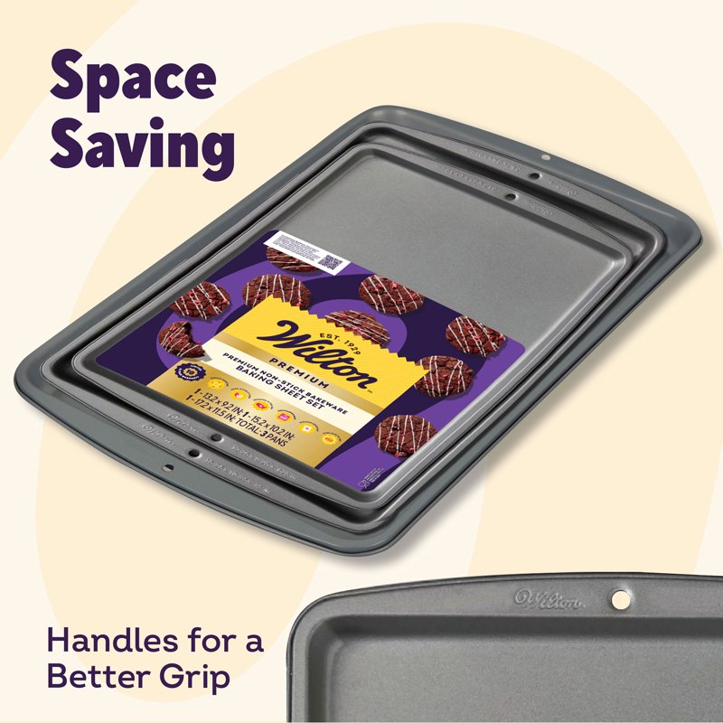 Premium Non-Stick Cookie Sheet Pan Set - 3-Piece Bakeware