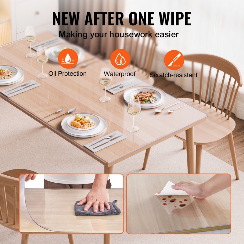 Clear PVC Desk Protector - 36" x 54" - Water-Resistant Table Cover