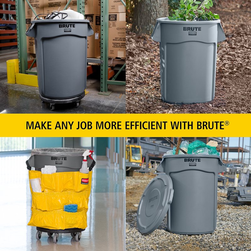 32 Gallon Round Brute Container - Heavy-Duty Plastic Storage - Dark Green