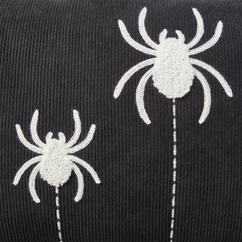 Halloween Hanging Spider Decorative Pillow 14x20 Black Ivory Spooky Accent