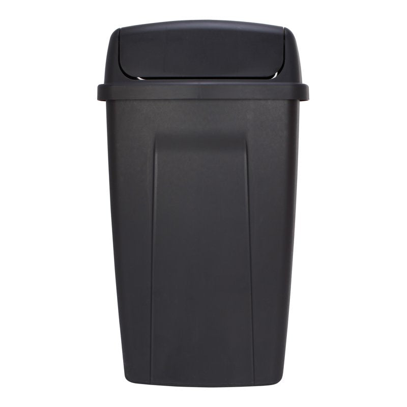 13 Gallon Kitchen Trash Can with Swing Top Lid - Black