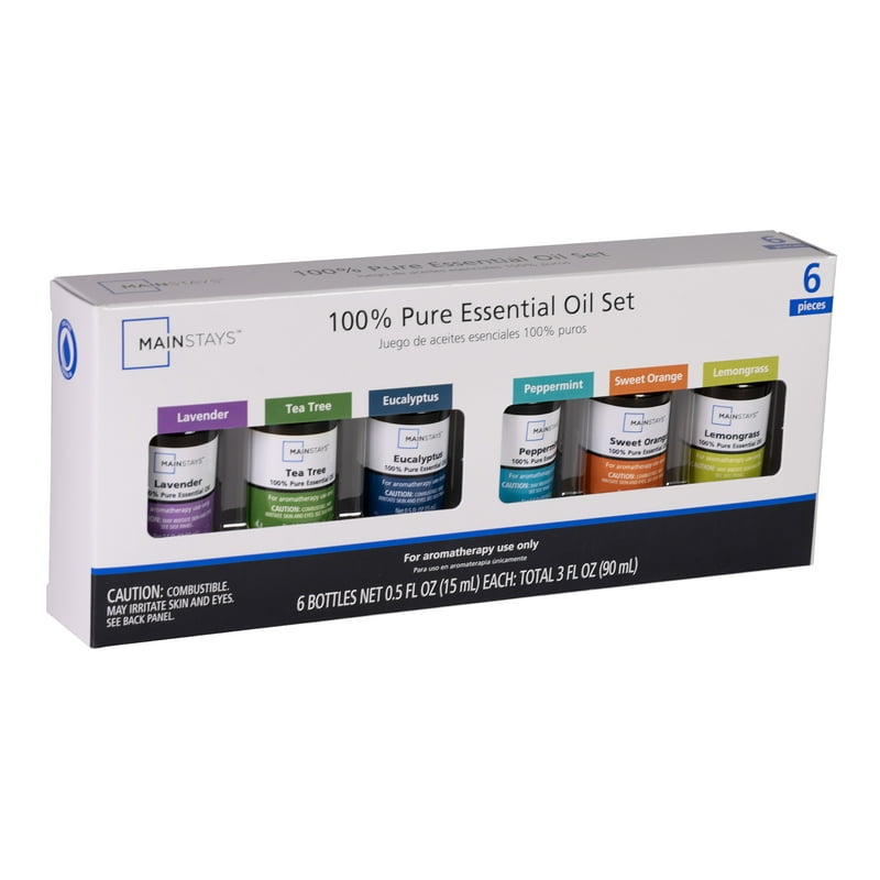 Essential Oil Set - 15mL Therapeutic Oils - Eucalyptus, Lavender, Lemongrass, Sweet Orange, Peppermint, Tea Tree