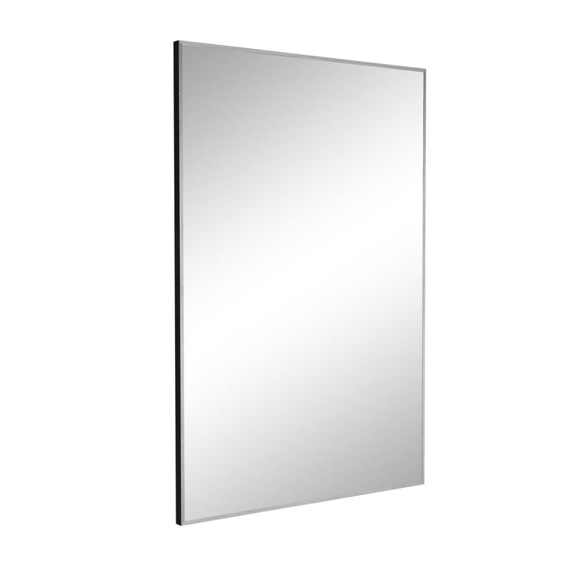 Modern Rectangular Aluminum Alloy Wall Mirror Set - Silver, 36x24in, 2 Pack