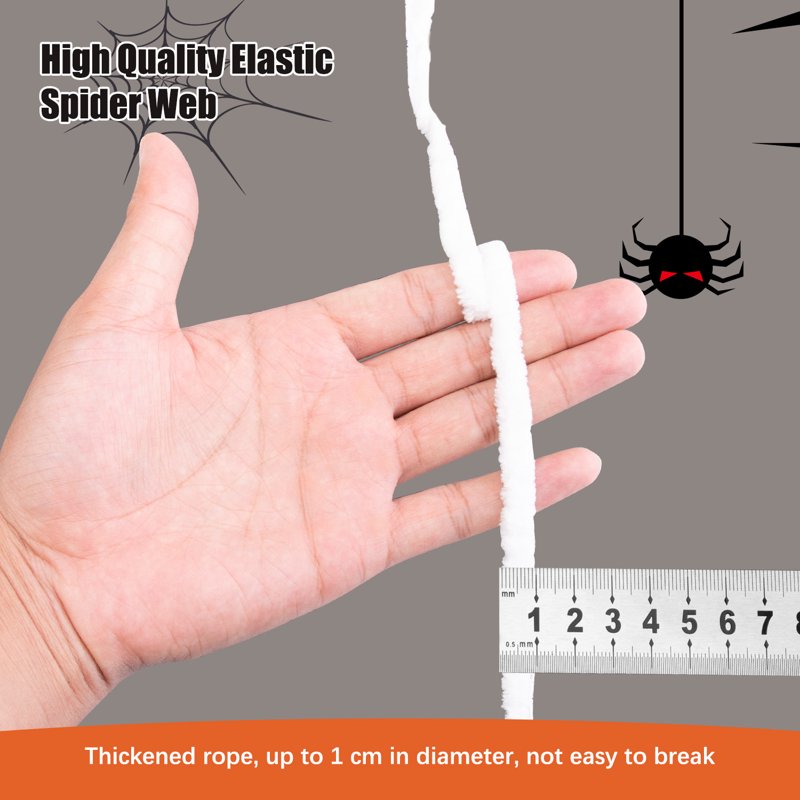 Halloween Spider Web Lights with Giant Spider - Battery Powered, Purple LED, 11.8ft, 4-Pack - White Variation