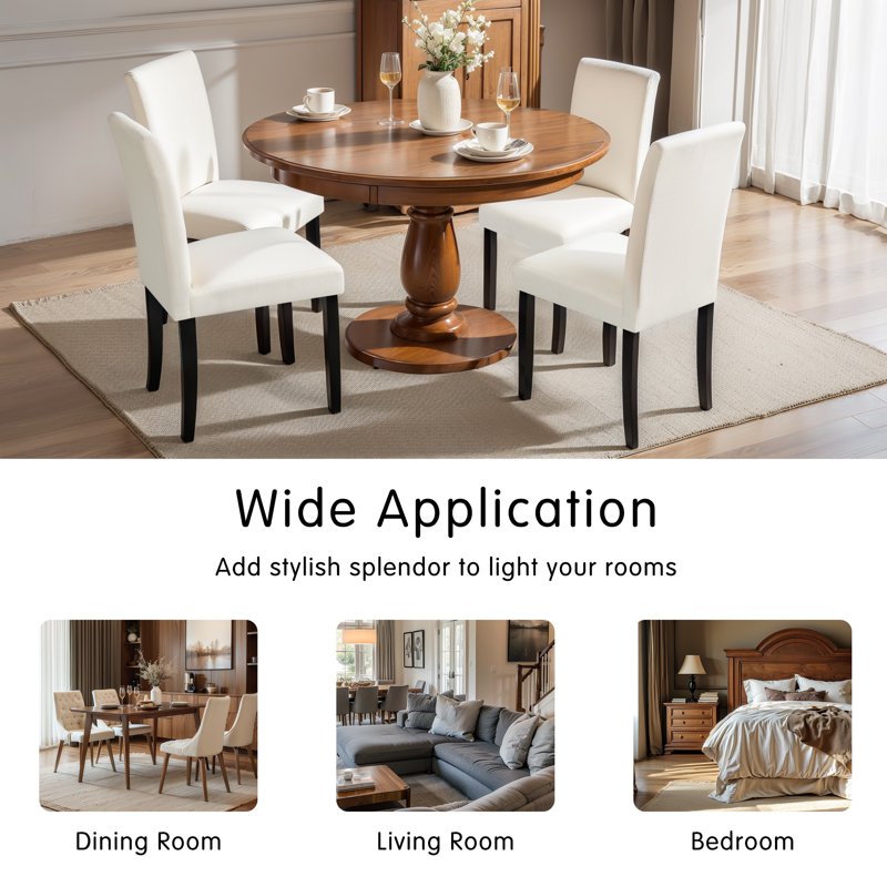 Linen Upholstered Dining Chairs Set of 2 - Ivory
