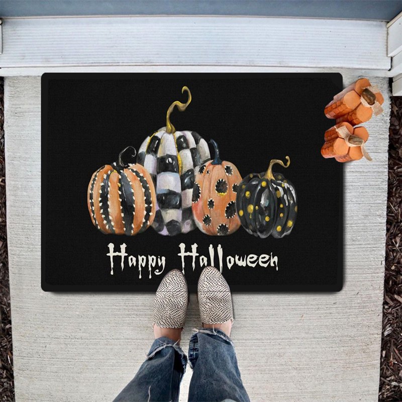 Pidgey Halloween Doormat 23x15 Inch Cat with Pumpkin Outdoor Rug - Variation C