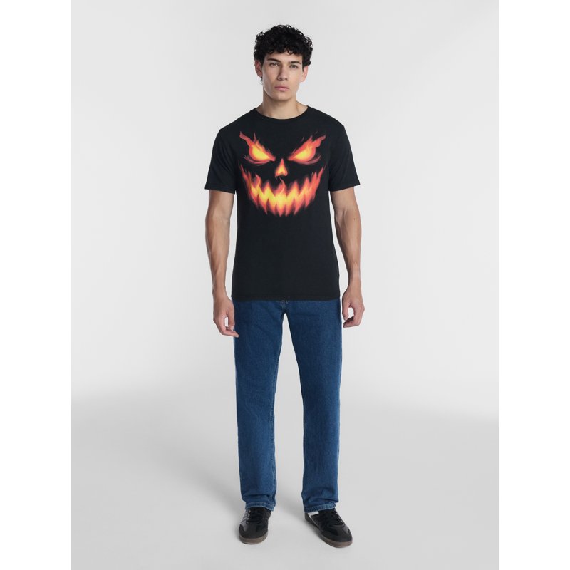 Men's Halloween Evil Jack Graphic T-Shirt - Black Soot, Size L, Unisex