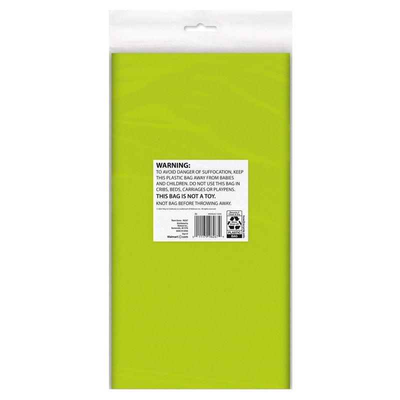 Rectangular Plastic Table Covers - Green, 54 in x 108 in, 3 Count - Single