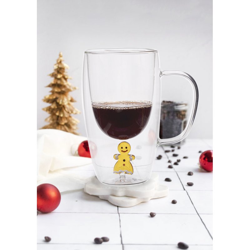 Double Wall Mug with Gingerbread Man - Holiday Time