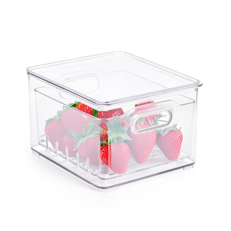 Small Clear Plastic Pull-Out Colander Bin with Drainage Tray