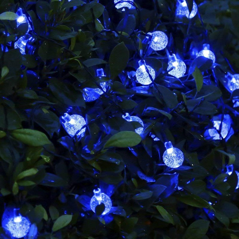22M Blue Solar Crystal Ball String Lights Waterproof LED Globe Fairy Lights - 8 Modes
