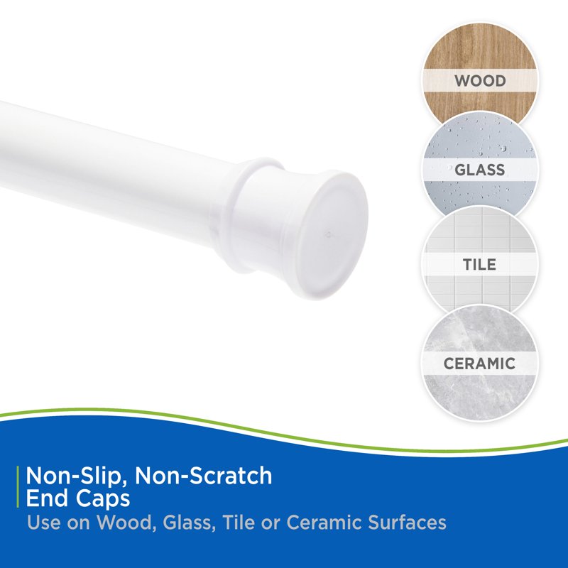 Kenney Twist & Fit No Tools Tension Shower Curtain Rod 42-72 Inches - White