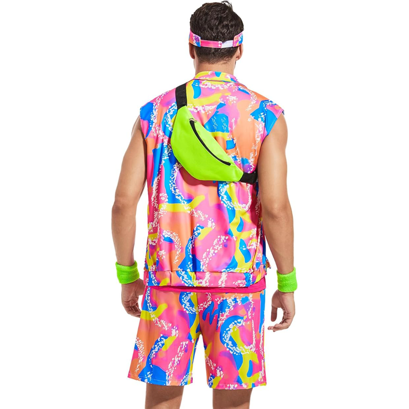 80s Men Workout Costume Set - S Size, Halloween Cosplay, Activewear