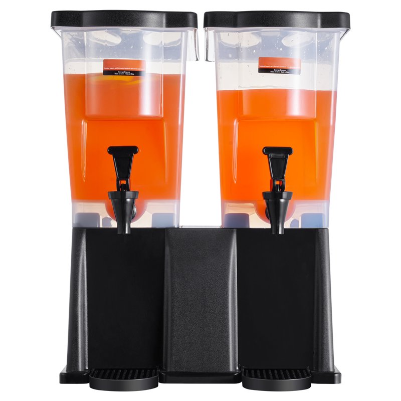 3 Gallon Plastic Beverage Dispenser Set - 2 Drink Dispensers with Lid
