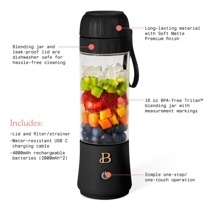 Portable To-Go Blender 2.0 - 70W, 16 oz, Black Sesame