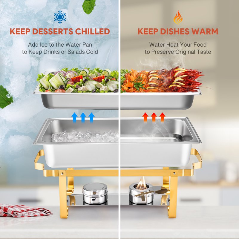 4pc Stainless Steel Chafing Dish Set - 9 Qt Food Warmers