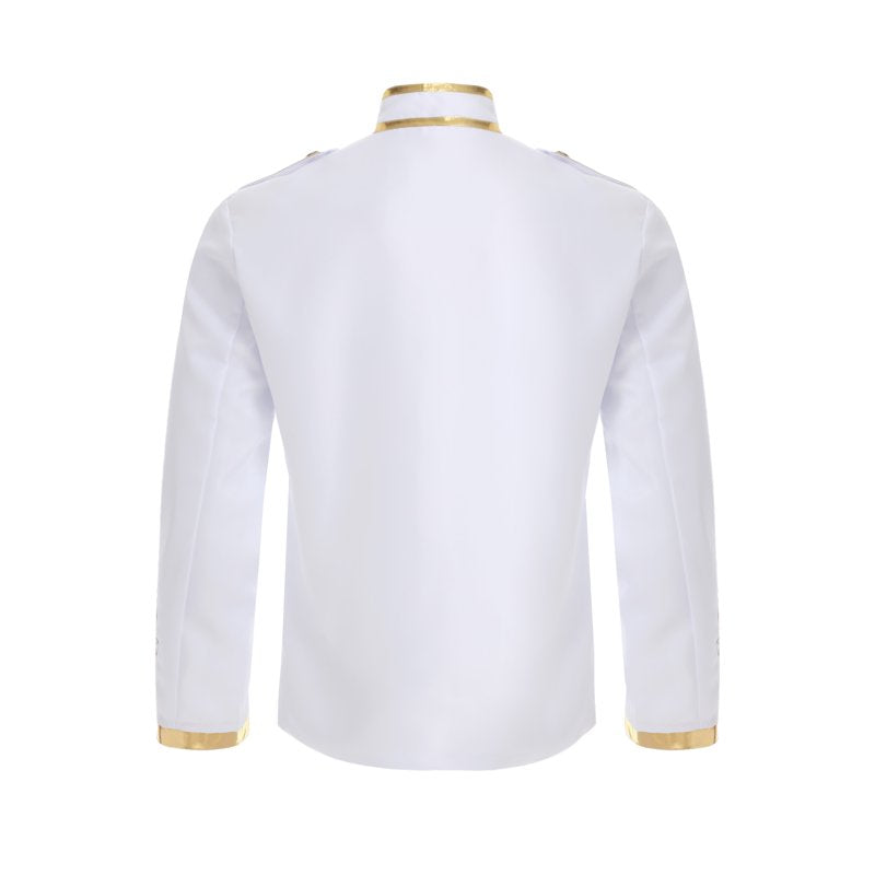 Men's Medieval Prince Costume Coat - White XXL Renaissance Royal Embroidered
