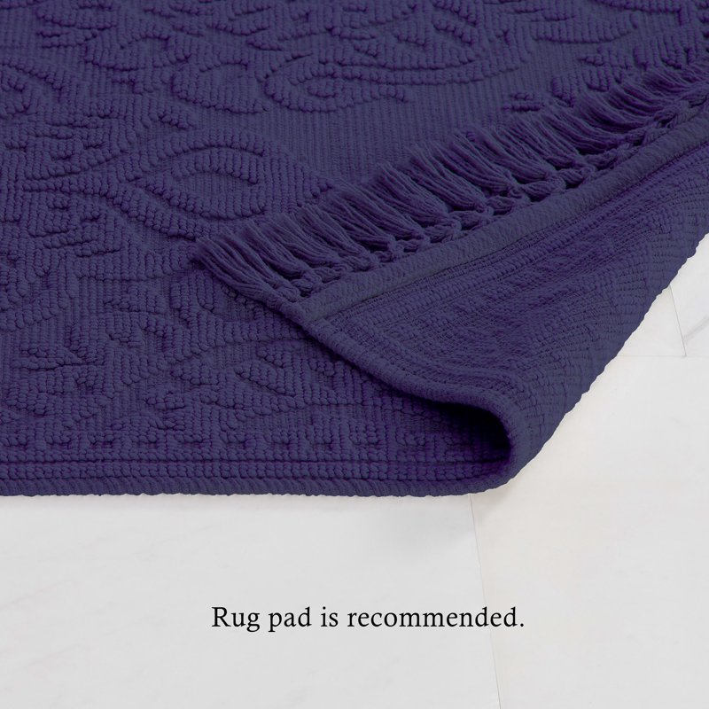 Cotton Fringe Bath Rug Set - Indigo, 17 x 24 / 21 x 34, 2-Piece