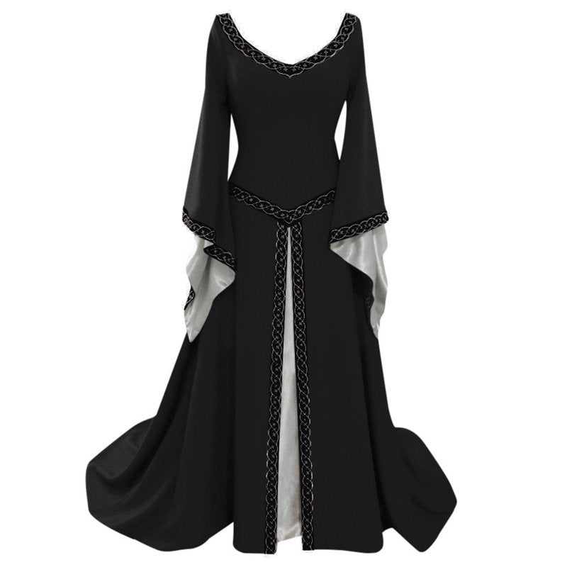 Medieval Renaissance Gown for Women Halloween Costume - Black, Large