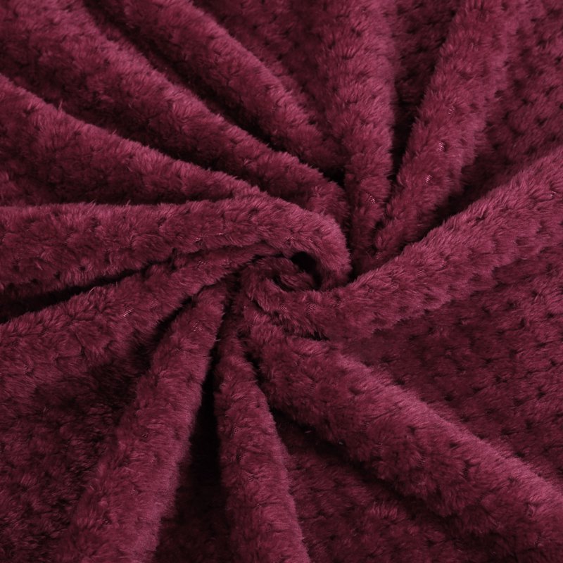 Flannel Fleece Velvet Blanket - Burgundy 70x78 Inches, Soft & Warm Throw