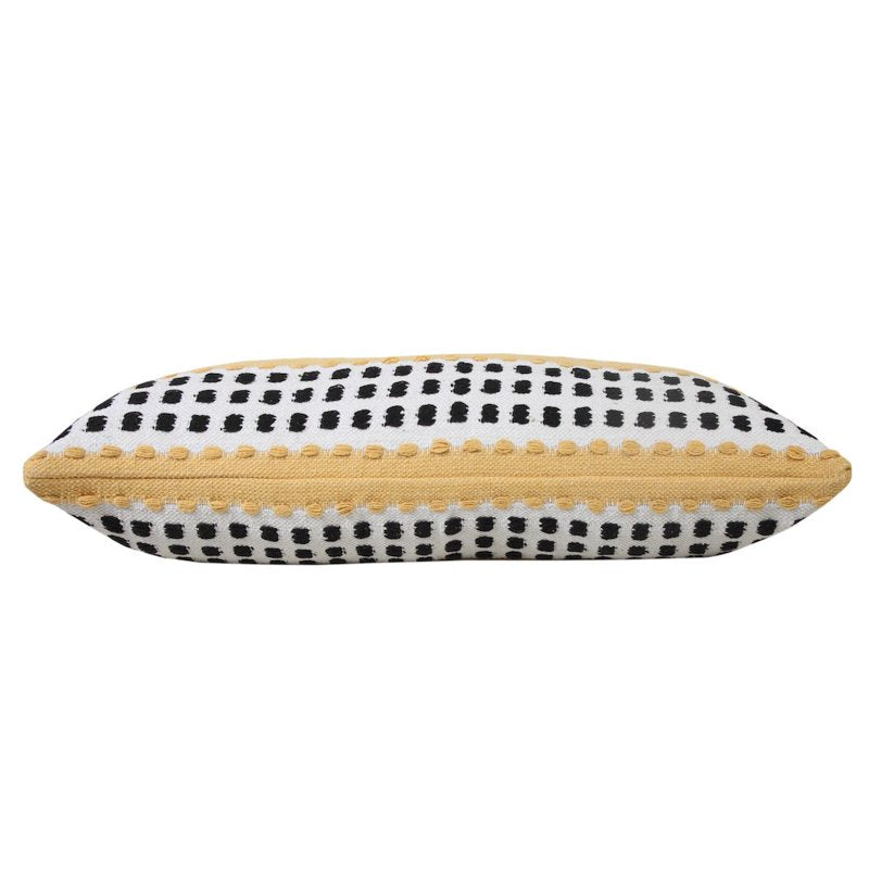 LR Home Ox Bay Hand-Woven Cotton Pillow Cover - 14 x 36 in. Yellow & Black
