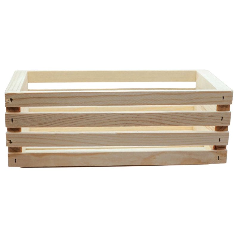 Unfinished Wooden Storage Crate - 12x5.5x4 Inches for Crafts & Organization