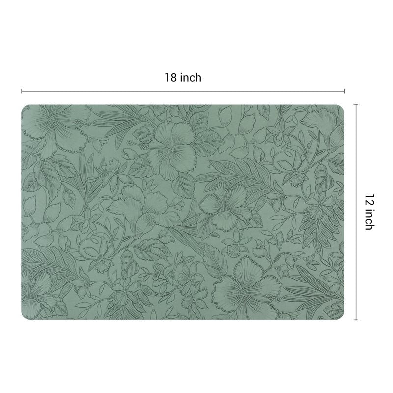 Faux Leather Placemats Set of 6 for Kitchen Dining - Green