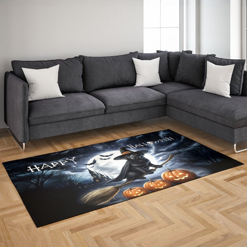 Halloween Labrador Retriever Witch Pumpkin Bats Indoor Rug - 36x60 Inch Pet Lover Decor