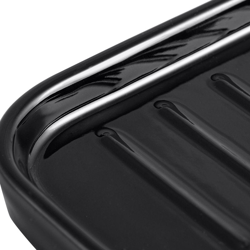 Black Ceramic Soap Dish 3 Pack - Compact Bathroom Countertop Accessory
