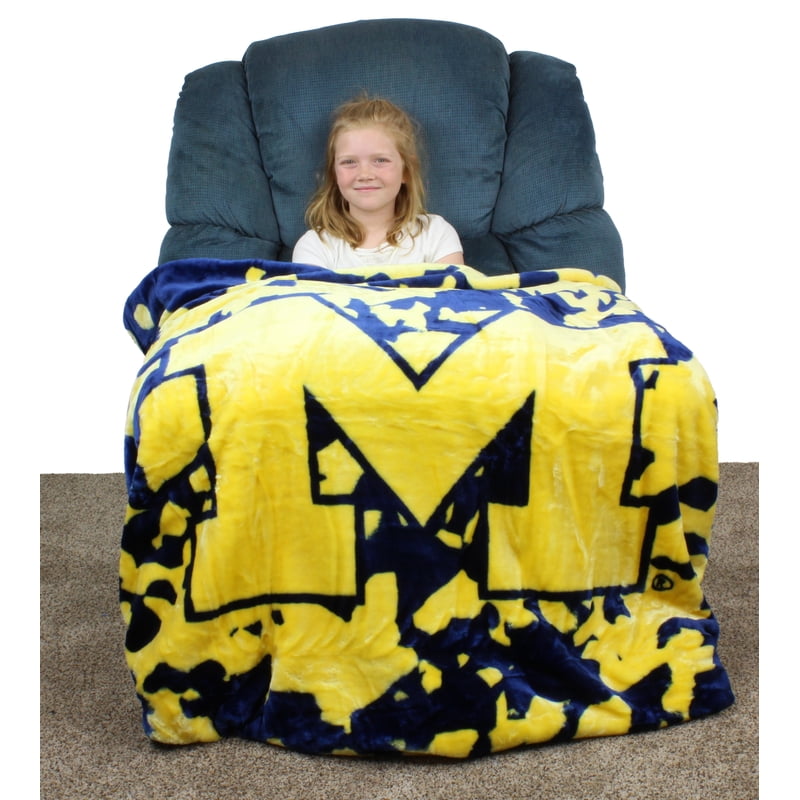 Michigan Wolverines Raschel Throw Blanket - 86x63 Inches College Covers Variation