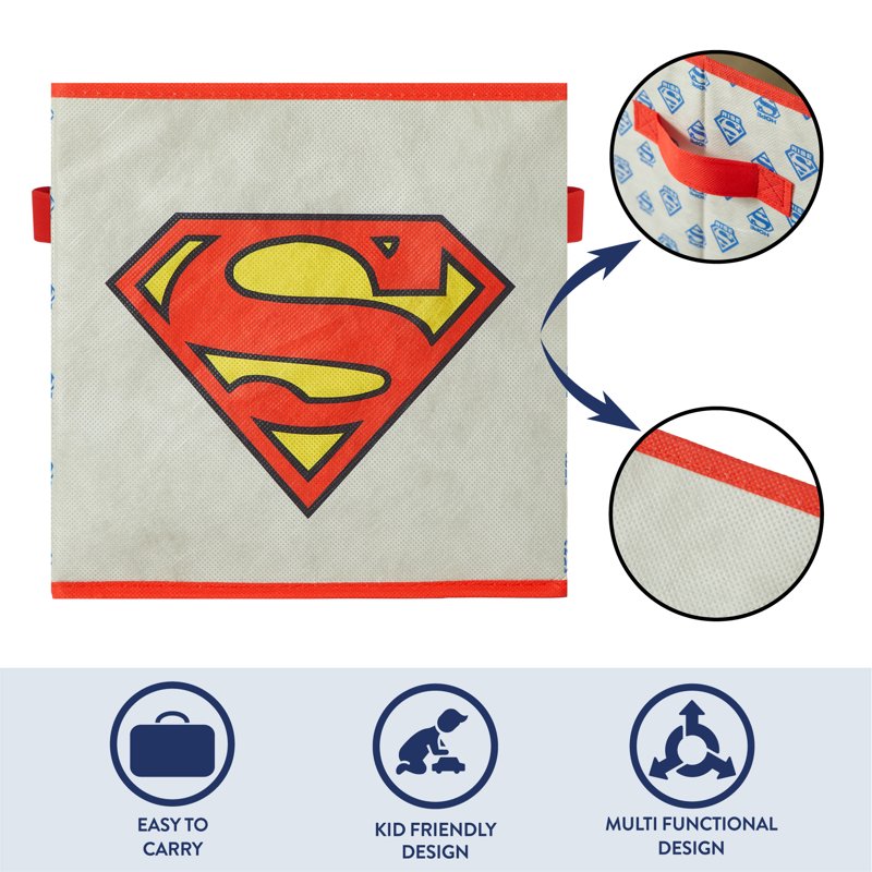 Superman Kids' 2-Pack Storage Cubes - 10 x 10 Inches, With Handles - Variation of Superman