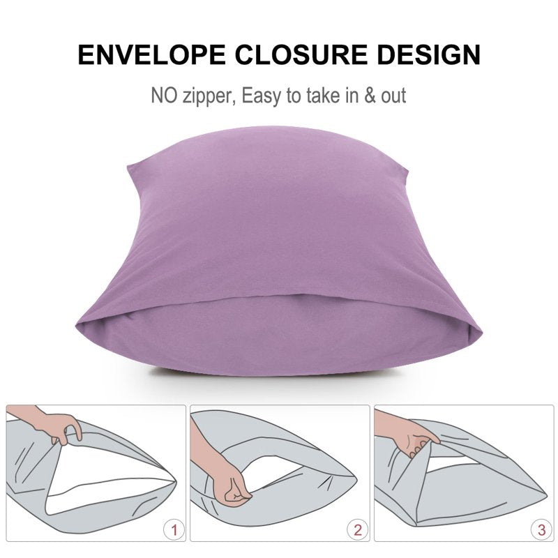 2-Pack Solid Microfiber Pillowcases - Standard, Violet - Breathable & Soft