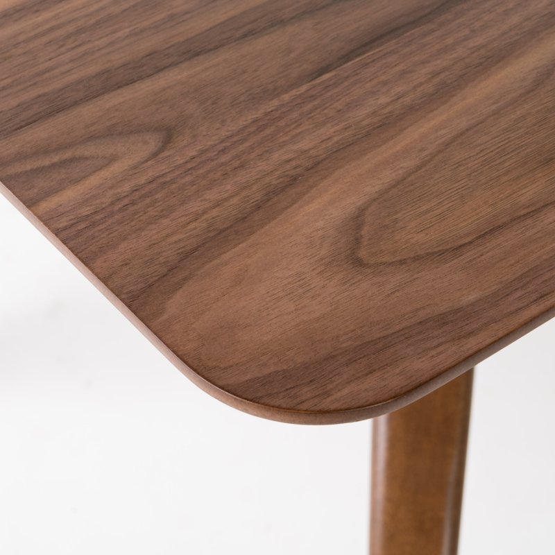 Natural Walnut Wood Dining Table with Concave Legs