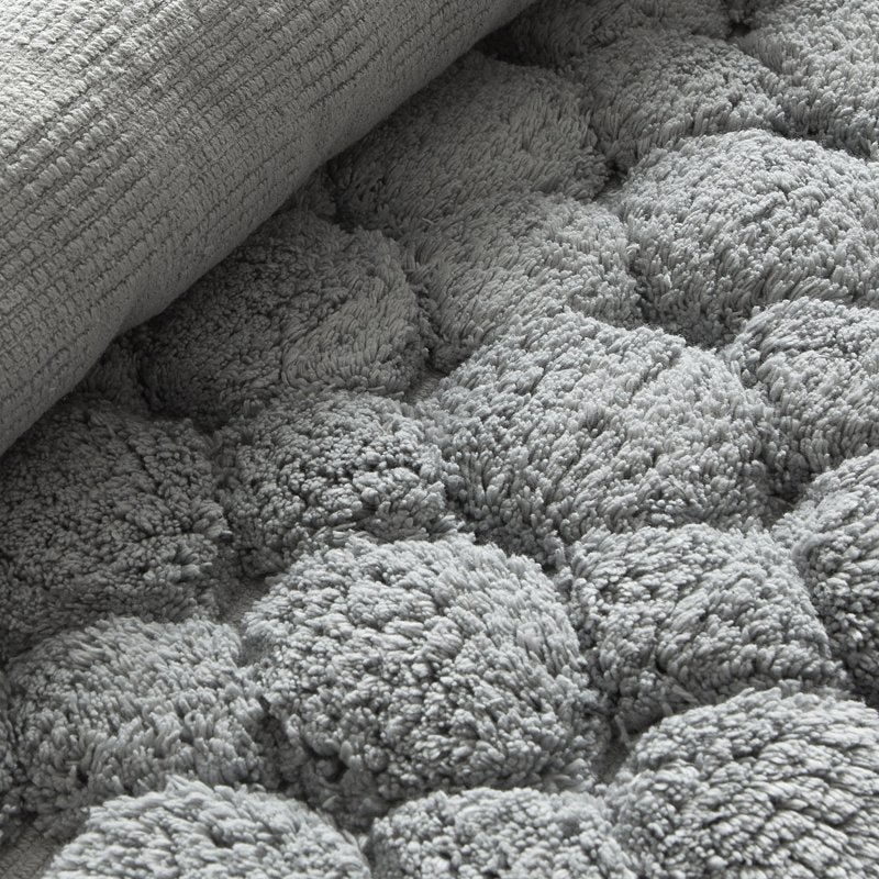 Cotton Bath Rug Set - 2-Piece Grey Textured Bathroom Mats, 17x24 & 20x30 Inches