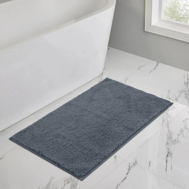 Mainstays Recycled Polyester Bath Rug - Grey, 20 x 34 Inches - Non-Slip, Machine Washable