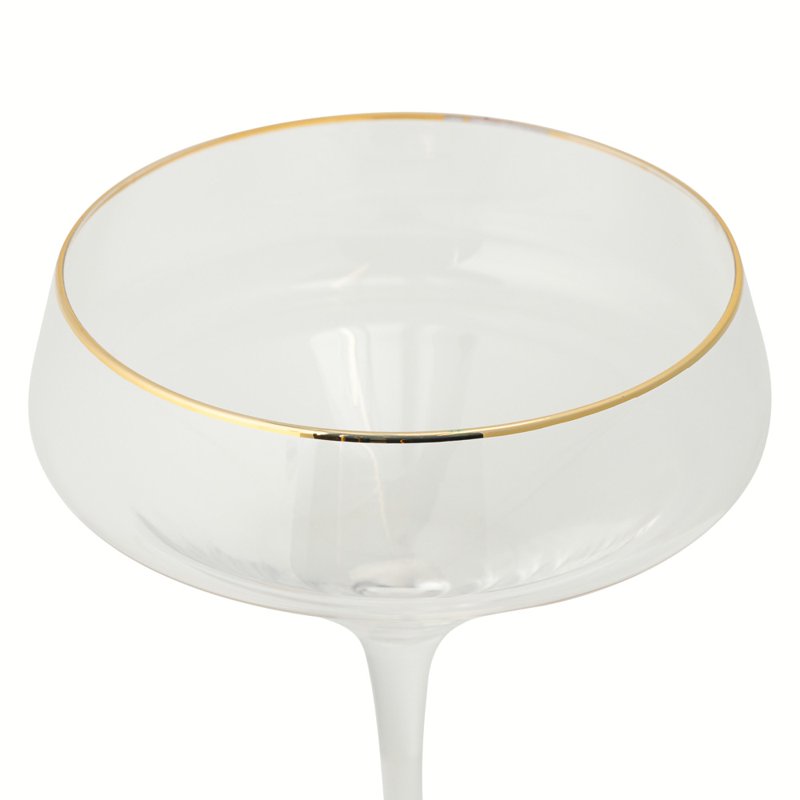 14 oz Coupe Cocktail Glass Set with Gold Rim - 2 Pack