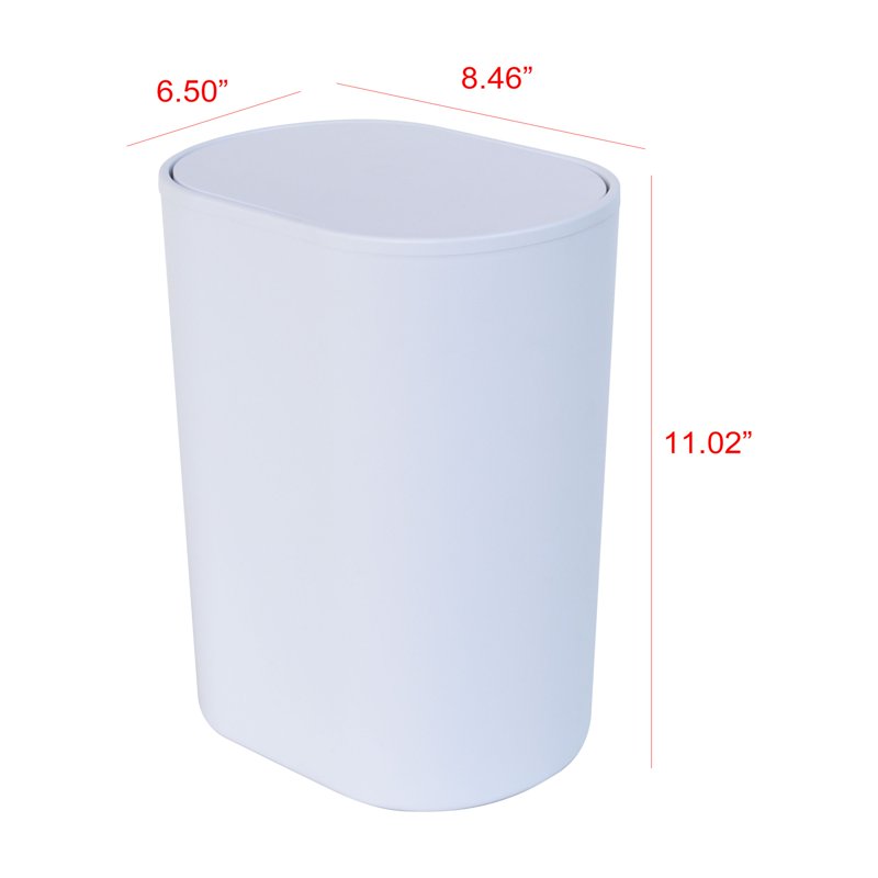 2 Gallon Flip Top Plastic Wastebasket - White