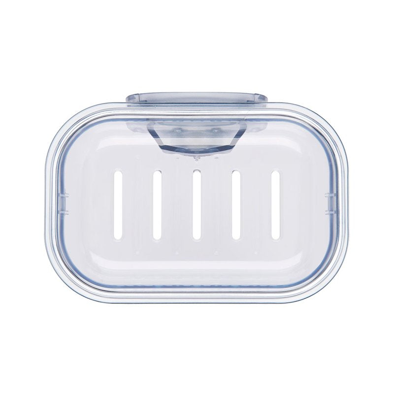 OXO StrongHold Suction Soap Dish - Drainable Bathroom Soap Holder, 3.25 x 5.85 x 7.90 Inches